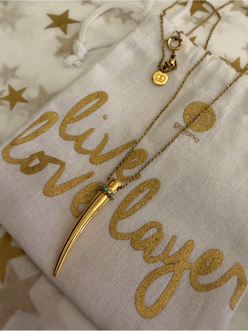Gorjana Gold Tusk Pendant Necklace with Turquoise Accents
